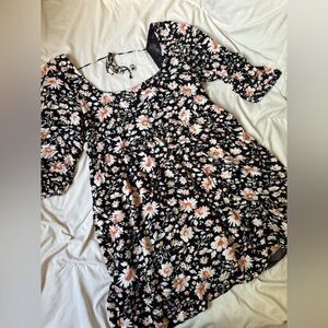 American Eagle Outfitters Black Floral Midi Dress